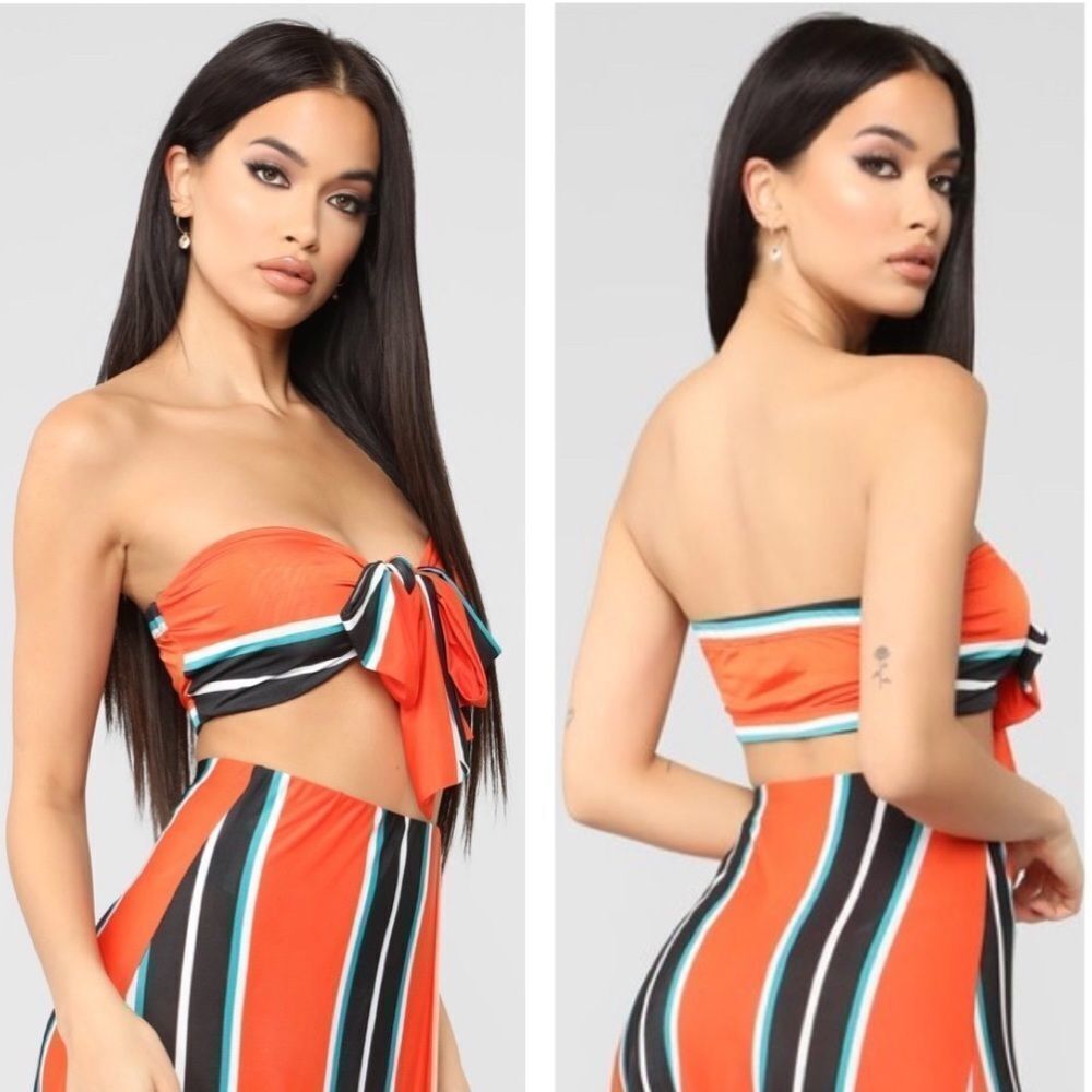 Fashion Nova Pop That Striped Skirt Set Top NWT XS